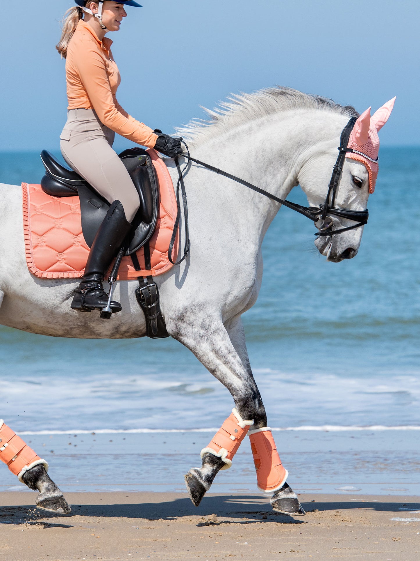 PSOS Dressage Saddle Pad Ruffle, Coral