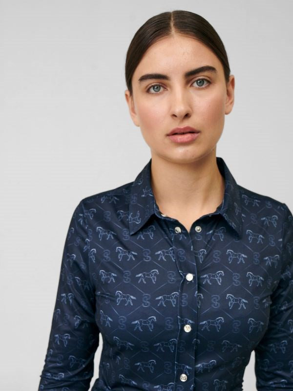 PSOS Estelle Running Horse L/S Shirt, Navy