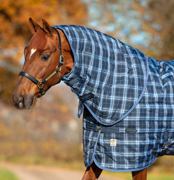 Rhino Original Stable Neck Cover 150g, Navy Check