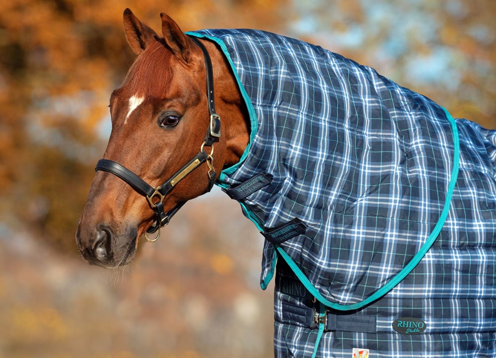 Rhino Original Stable Neck Cover 150g, Navy Check
