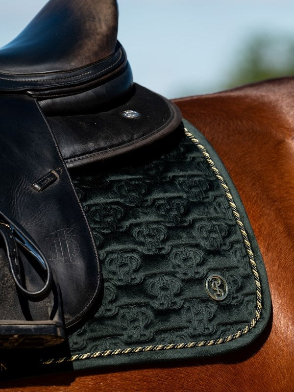 PSOS Dressage Pad Velvet Monogram, Midnight Green