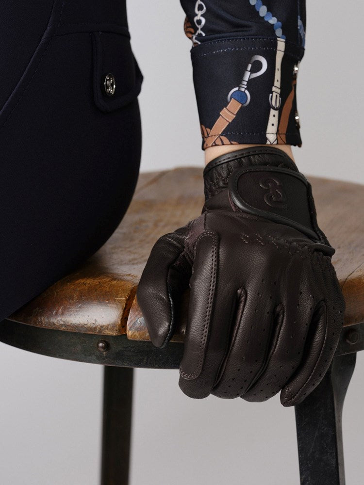 PSOS Leather Riding Gloves, Coffee