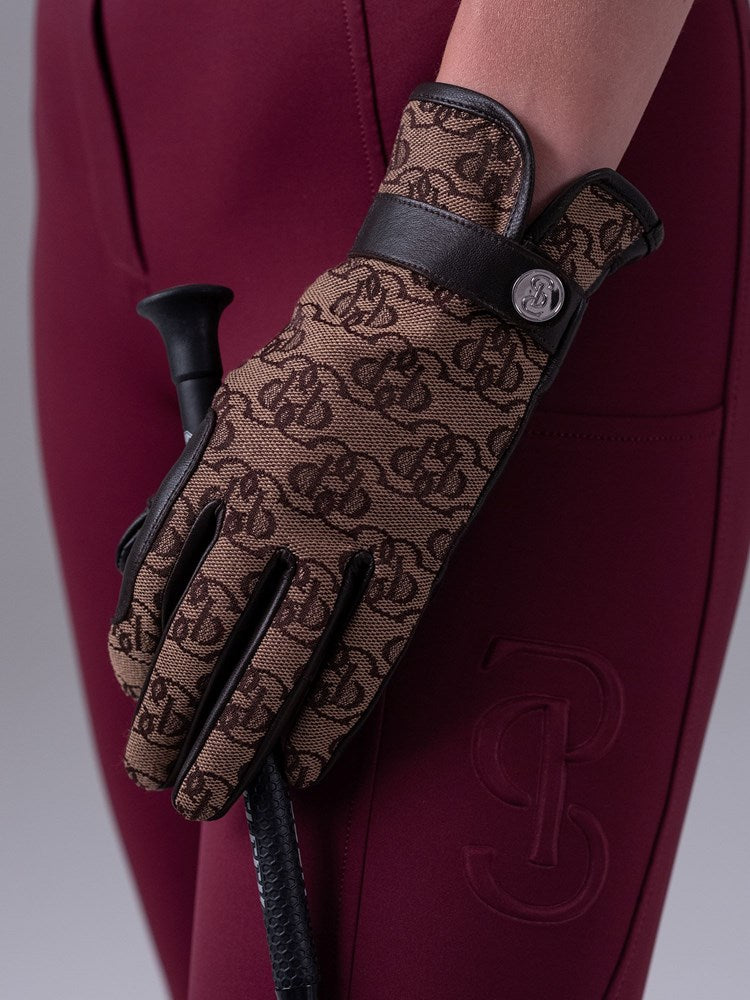 PSOS Monogram Riding Gloves, Brown