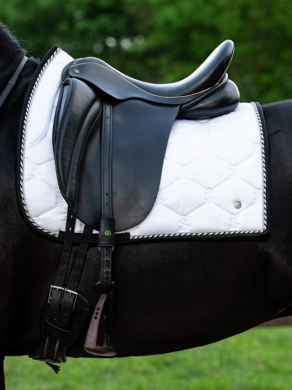 PSOS Dressage Pad Signature, White w/ Black Trim