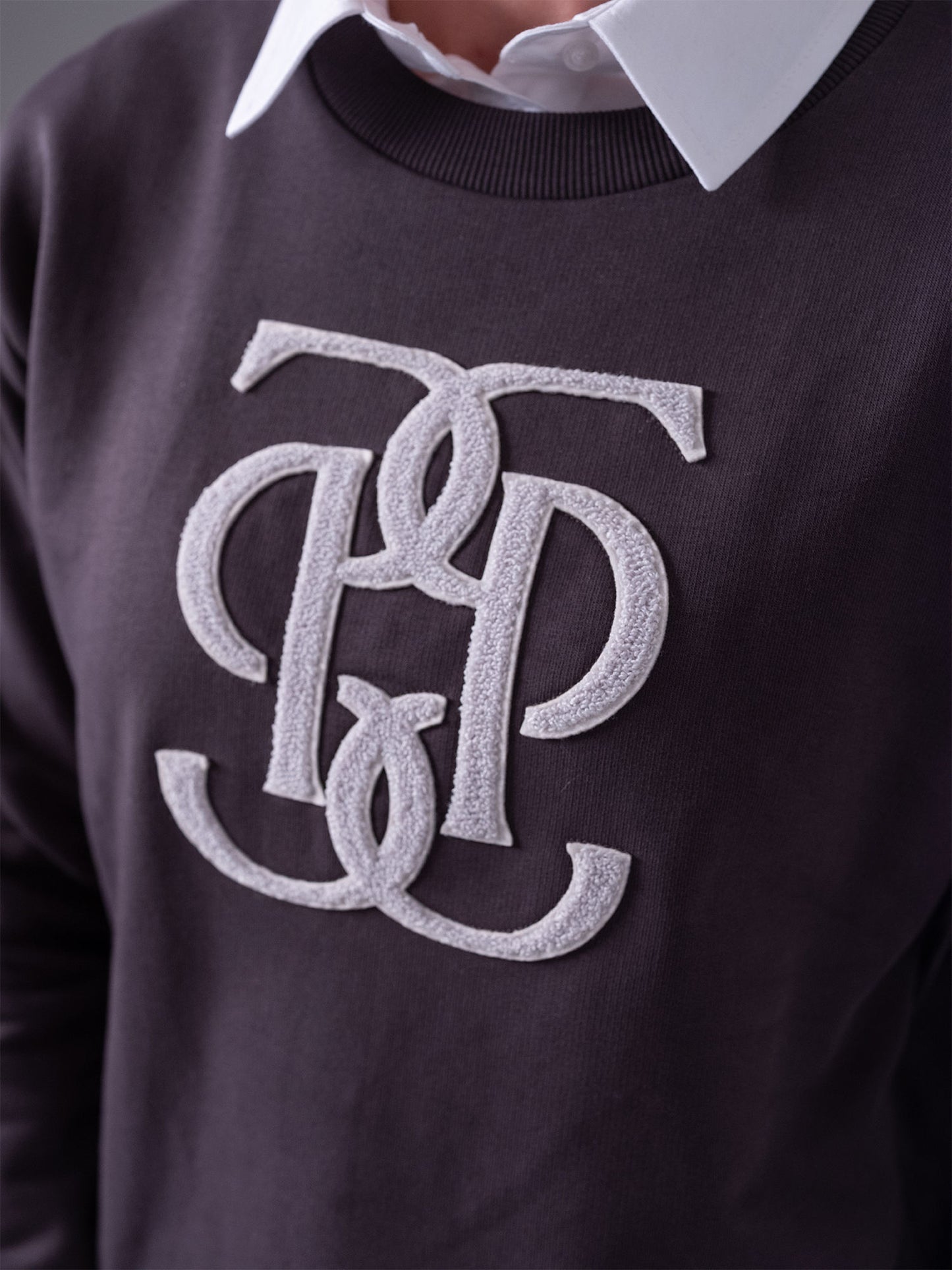 PSOS Karla Monogram Sweatshirt, Dark Grey