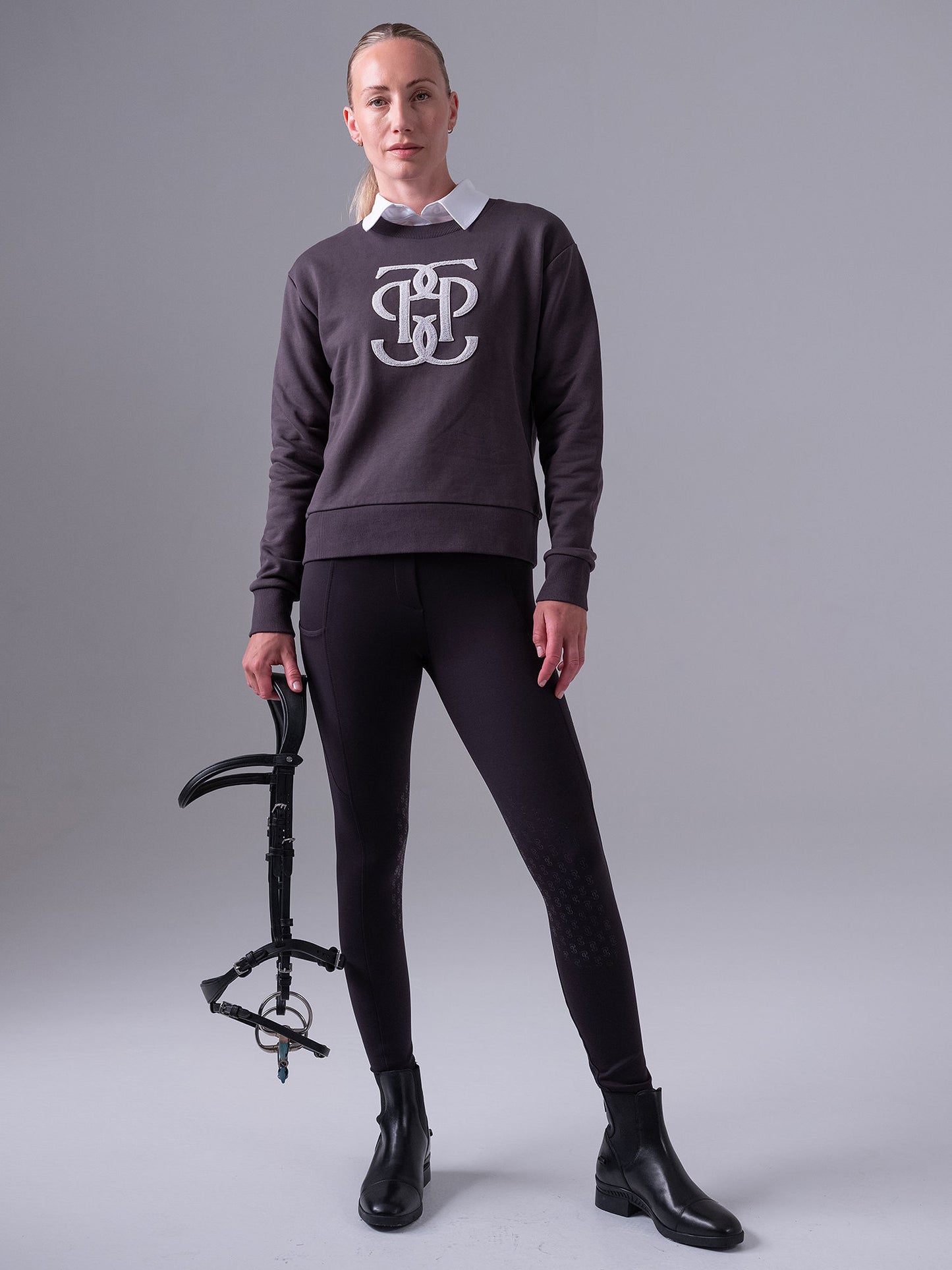 PSOS Karla Monogram Sweatshirt, Dark Grey