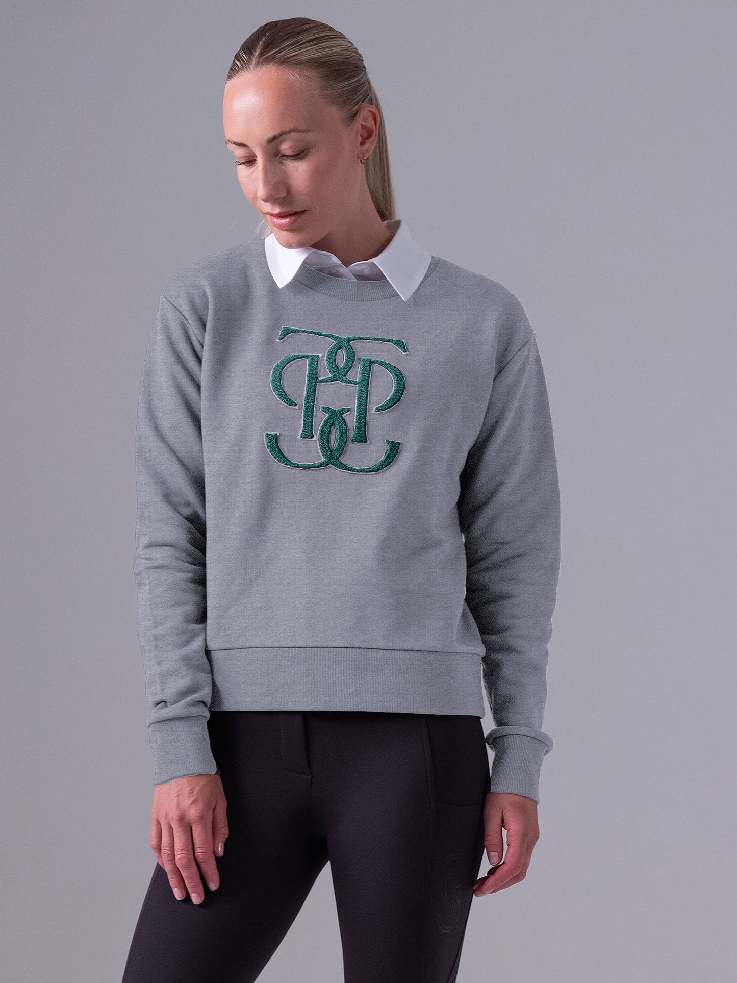 PSOS Karla Monogram Sweatshirt, Grey Melange