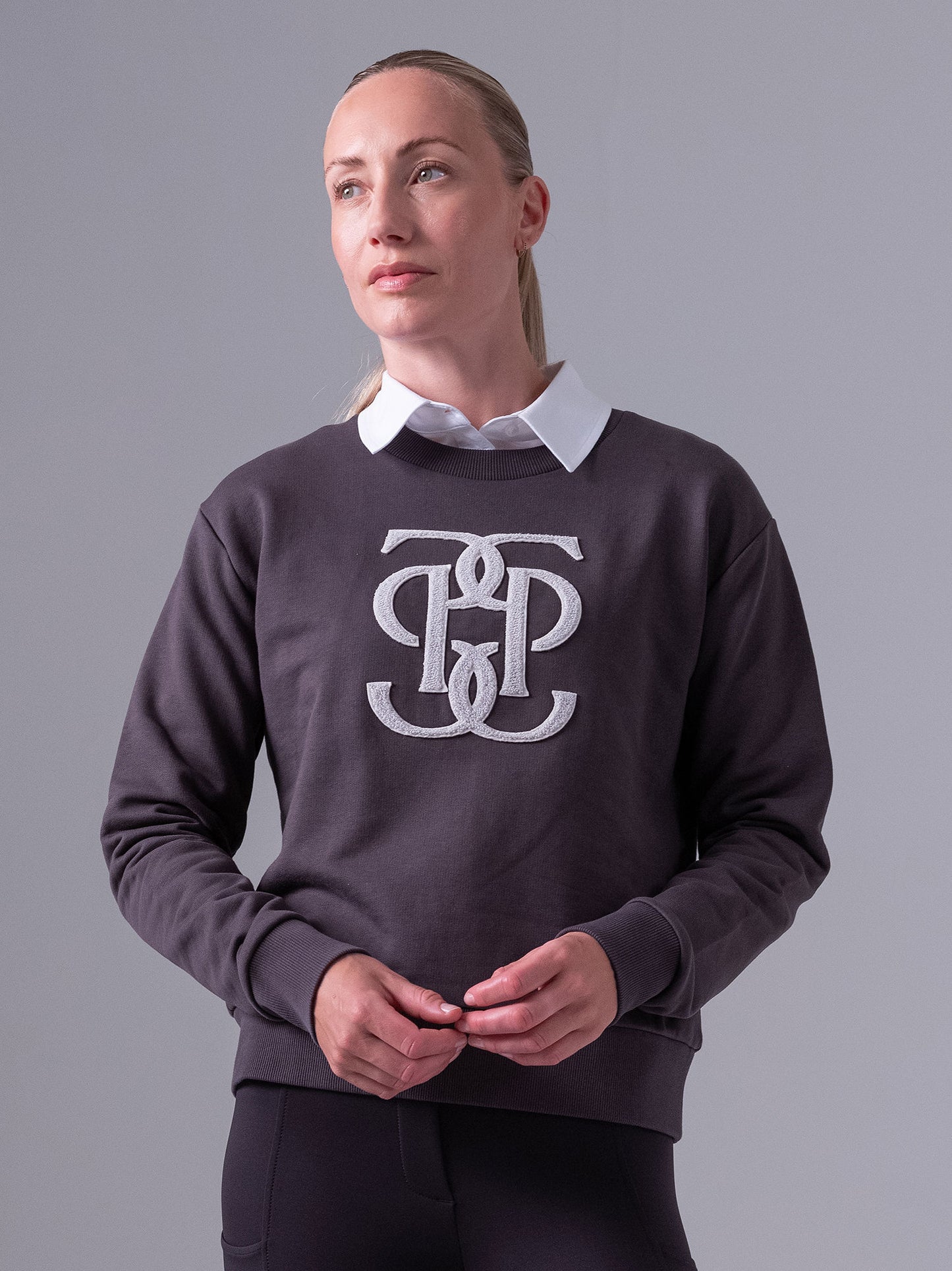 PSOS Karla Monogram Sweatshirt, Dark Grey