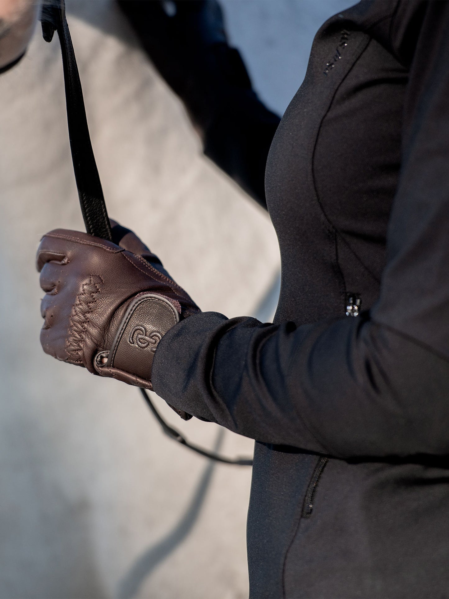 PS of Sweden Leather Riding Gloves - Coffee